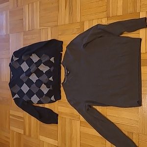 2 men's sweaters banana republic merino wool and old navy cotton argyle medium